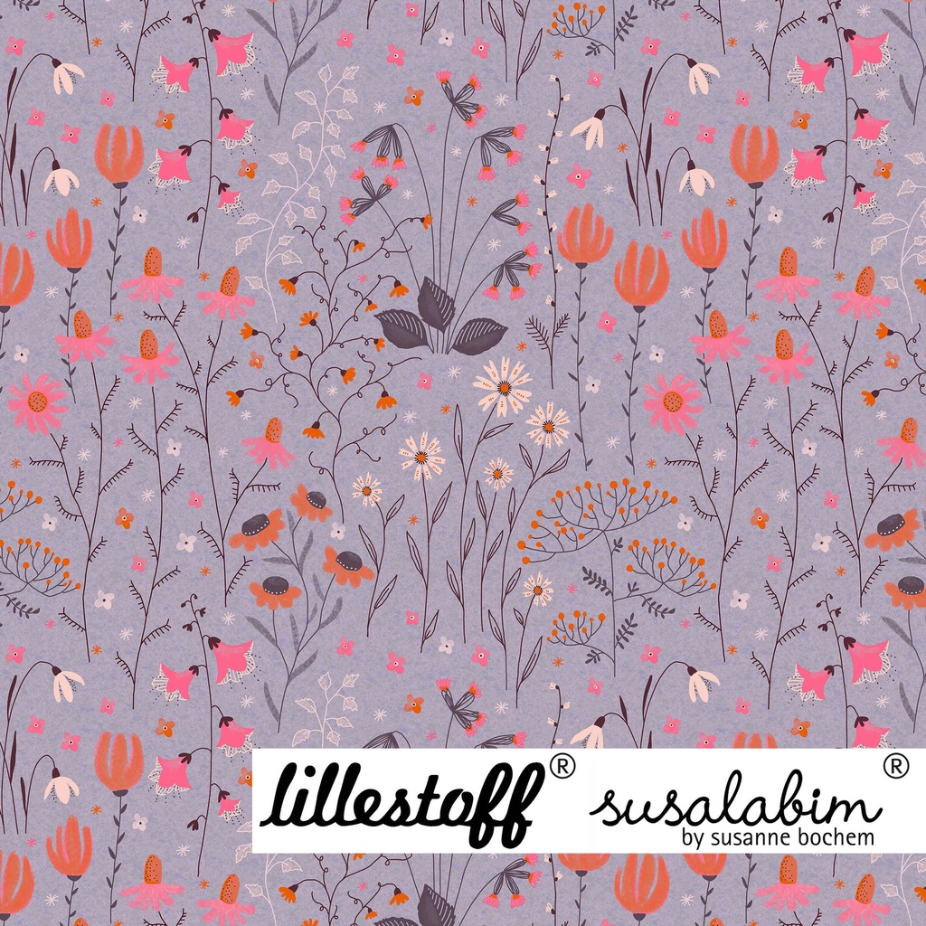 Lillestoff Bio-French Terry Susalabims Blumenfreude Lilac