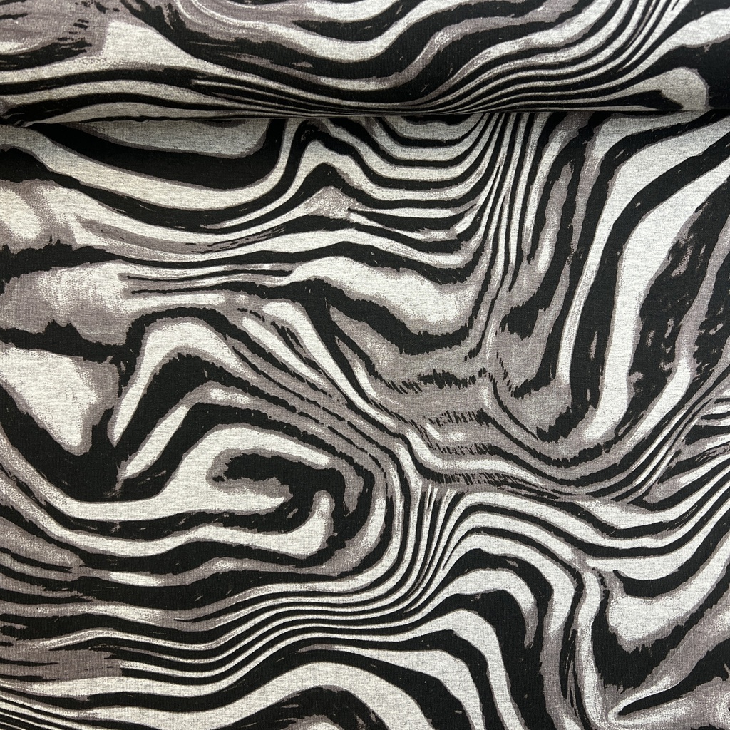 Viskosejersey Tigermuster grau schwarz