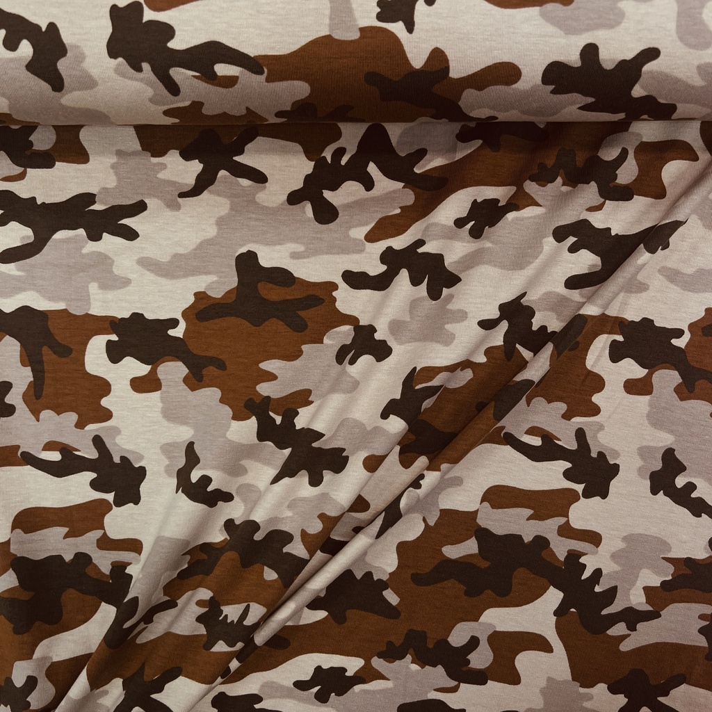 Baumwolljersey beige braun Camouflage