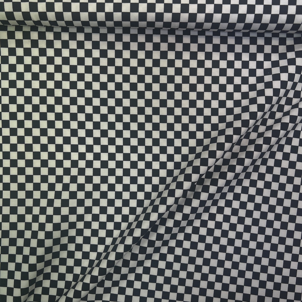 Baumwolljersey Checkerboard schwarz weiss klein