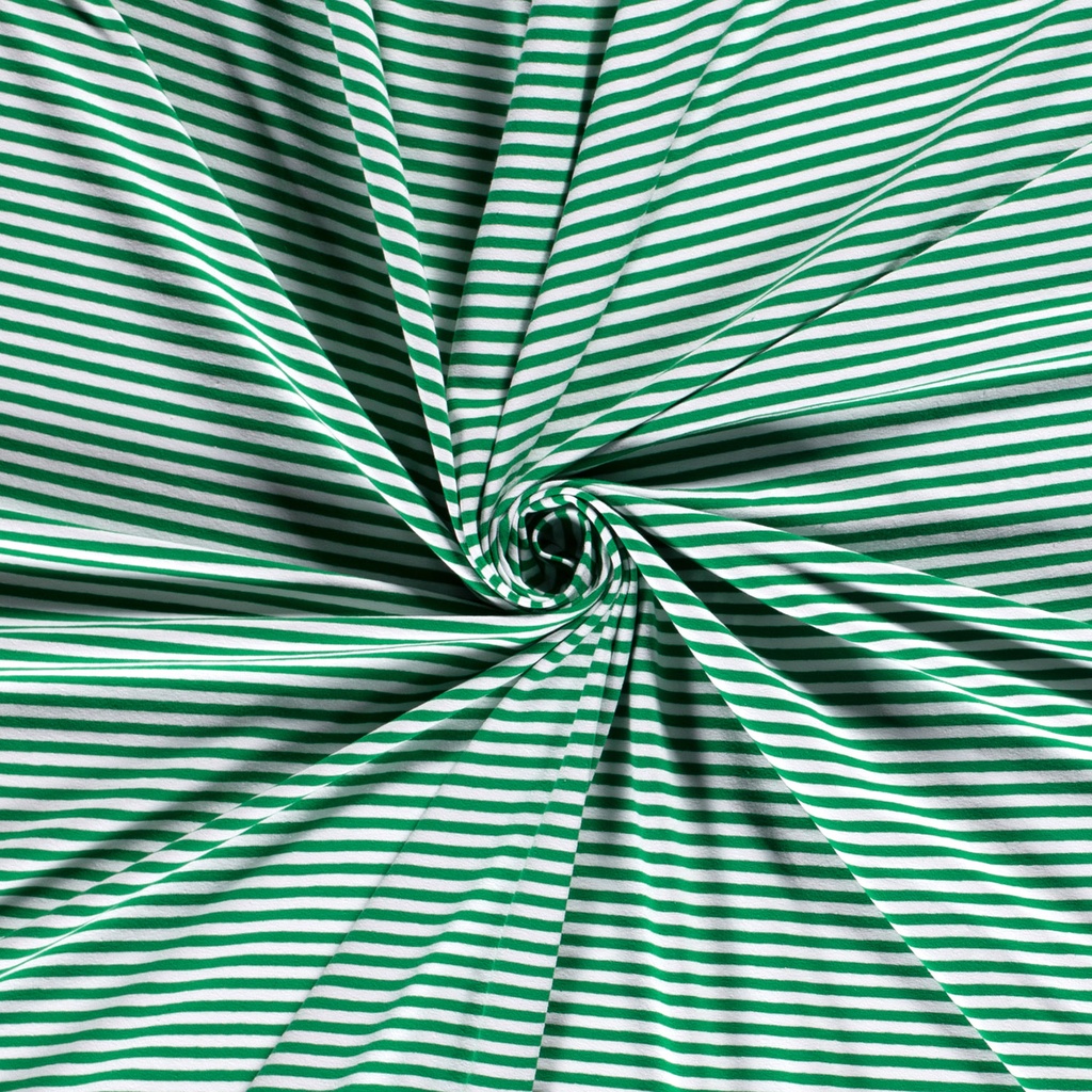 Baumwolljersey Streifen 0,5 cm Grün Weiß