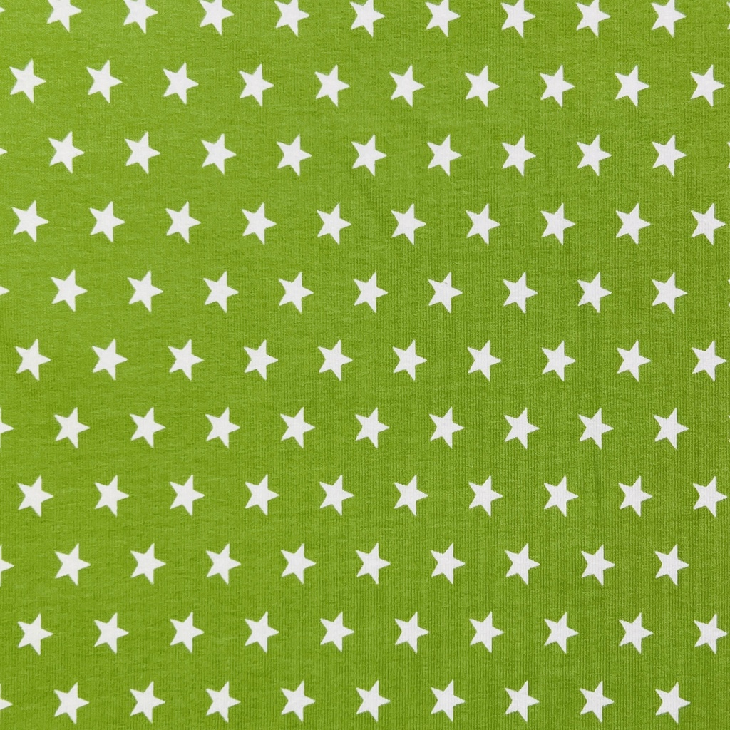 Baumwolljersey limegrün weiss Sterne