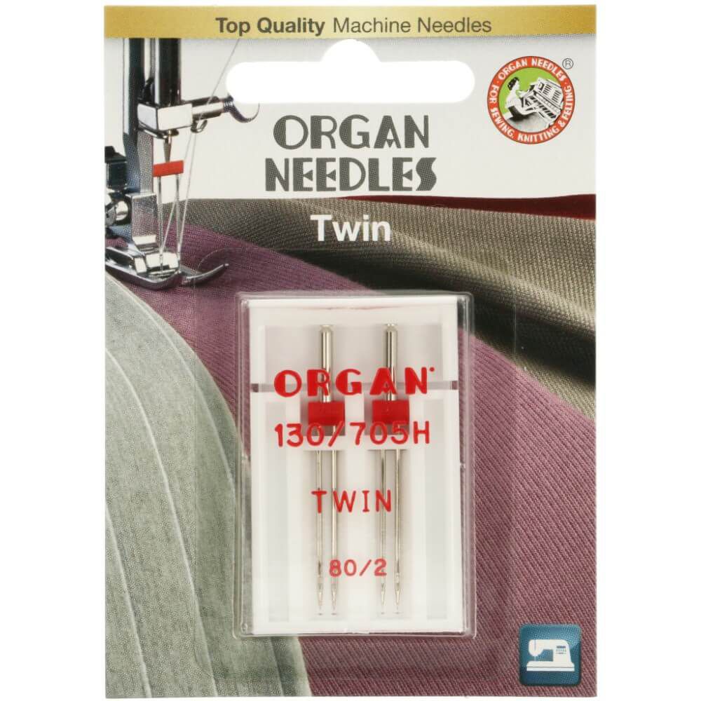 Organ Maschinennadeln Universal Zwillingsnadeln 2,0 mm H130/705 80/12 2 Stück