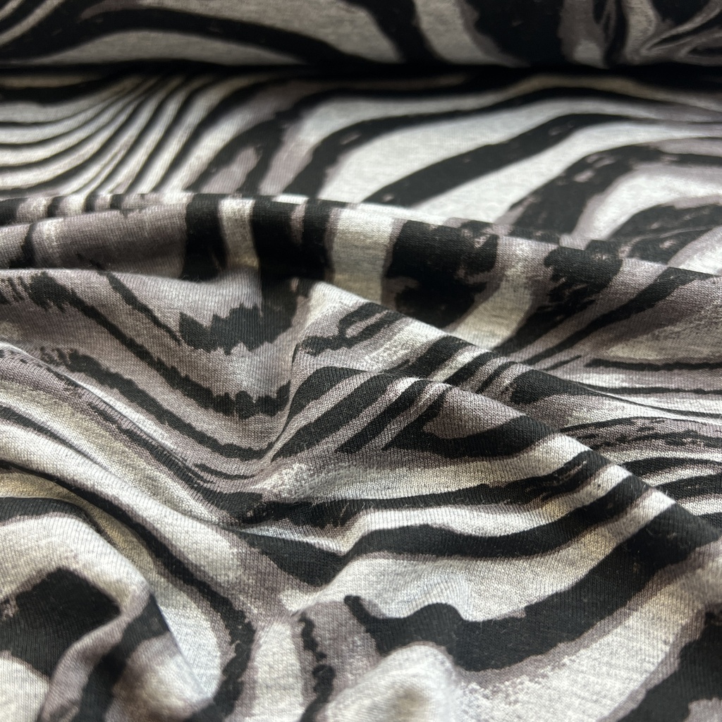 Viskosejersey Tigermuster grau schwarz