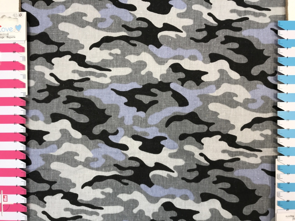 Gewebe Baumwollstoff Camouflage grau blau schwarz