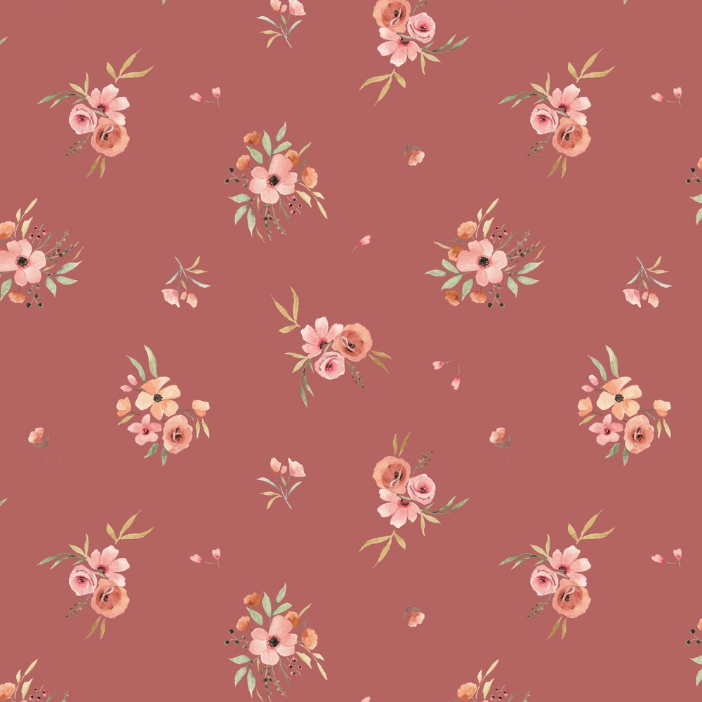 Baumwolljersey Blumen hummer pink