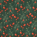 Baumwollgewebe kleine Blumen dunkelgrün rot