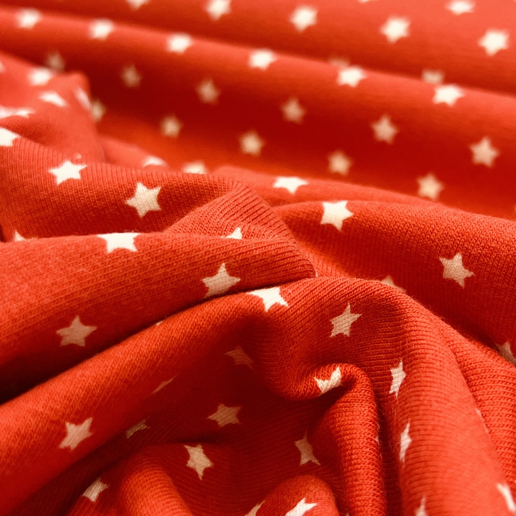 Baumwolljersey kleine Sterne rot