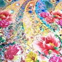 Baumwolljersey Klimt mit Blumen Gelb