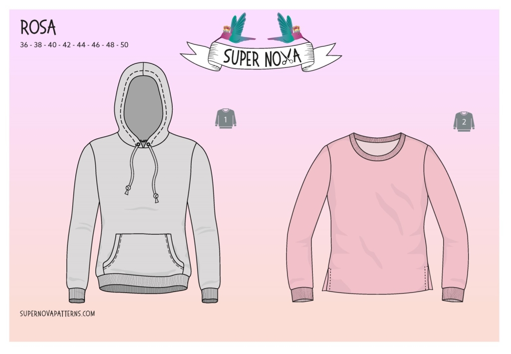 SuperNova Papierschnittmuster Shirt Rosa Gr. 36 - 50