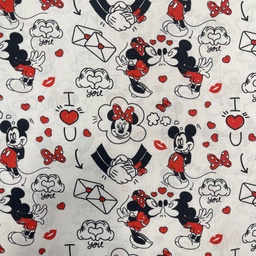 [41710] Gewebe Poplin Lizenz rot weiss Mickey und Minnie