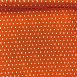 [43440] Baumwolljersey Sterne orange weiss