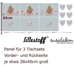 [43585] Lillestoff Poplin Panel für 3 Tischsets Wichtelweihnacht