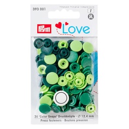 [Pr393001] Prym Love 30 Stück &quot;Color Snaps&quot; Nähfrei-Druckknöpfe, rund, 12,4mm, grün