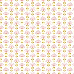 [44213] Beschichtete Baumwolle  Flower Weiß-Rosa
