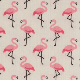[44691] Beschichtete Baumwolle Flamingos Ecru