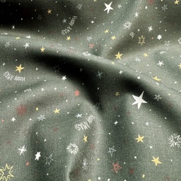 [44858] Baumwollgewebe Weihnachten Sterne Dunkelgrün