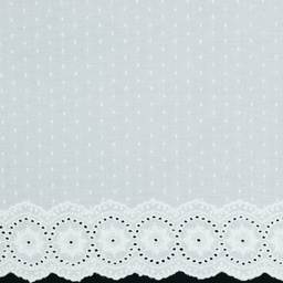 [45245] Dobby-Voile Stickerei mit einseitiger Bordüre Weiß