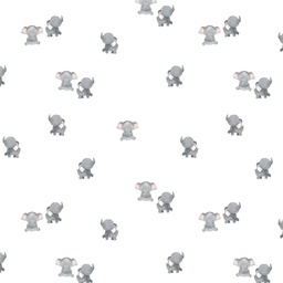 [45379] Baumwolljersey Baby - Elefanten Weiß